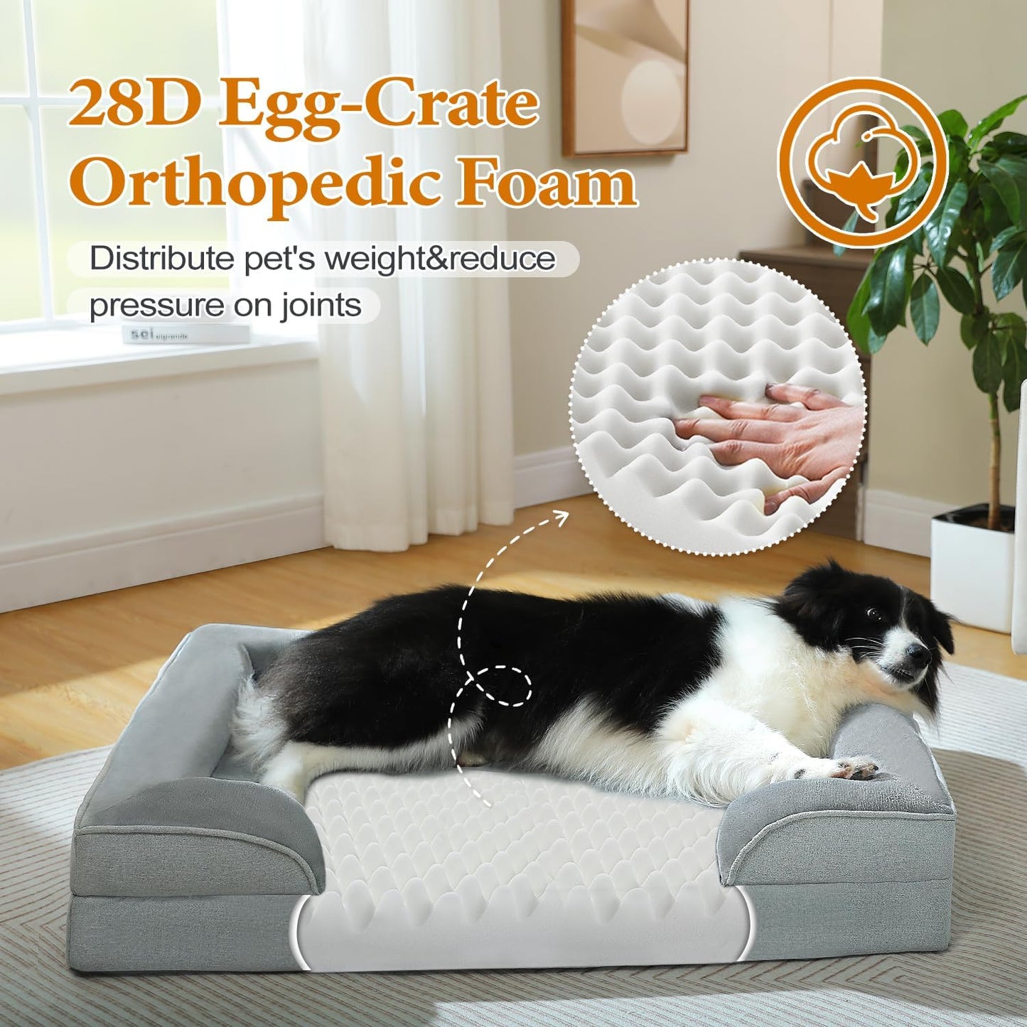 Orthopedic Waterproof Dog Sofa Bed – Washable Bolster Design