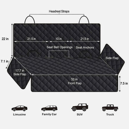 Universal Size Cat Dog Car Seat Cover Waterproof Back Seat Protector Non-Slip with 2 Dog Seat Belts Adjustable Pet Seat Cover