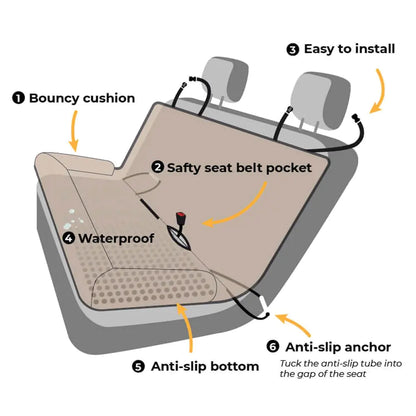 Waterproof Dog Car Seat Cover – Anti-Scratch Travel Mat with Padding & Foldable Design