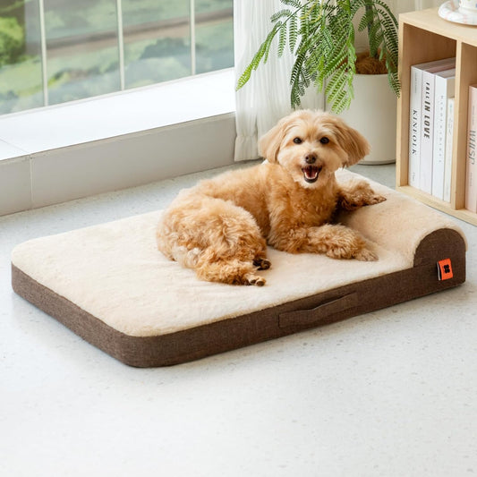 Orthopedic Small Dog Bed – Waterproof Velvet Sofa with Bolsters & Washable Cover