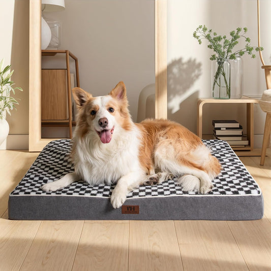 Orthopedic Waterproof Dog Bed – Flat Foam Mattress with Washable Cover
