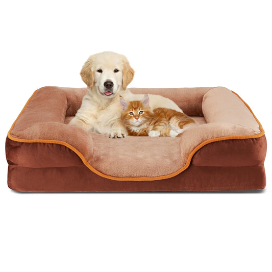 Orthopedic Waterproof Dog Sofa Bed – Medium Washable Pet Couch with Egg Foam Support