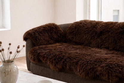 Genuine Brown Sheepskin Couch Cover for Dogs — Natural Sofa Protector (Plastic-Free)-2