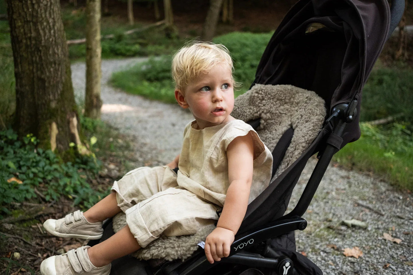 Greige Natural Sheepskin Stroller Liner-2