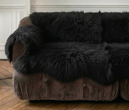 Genuine Black Sheepskin Couch Cover for Dogs — Natural Sofa Protector (Plastic-Free)-4
