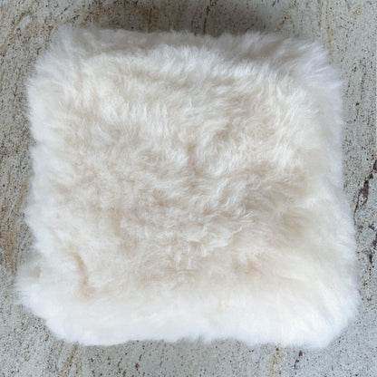 Square Natural Sheepskin Pillow - White-3