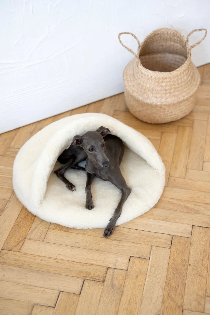 Natural Wool Pet Cave - White-1