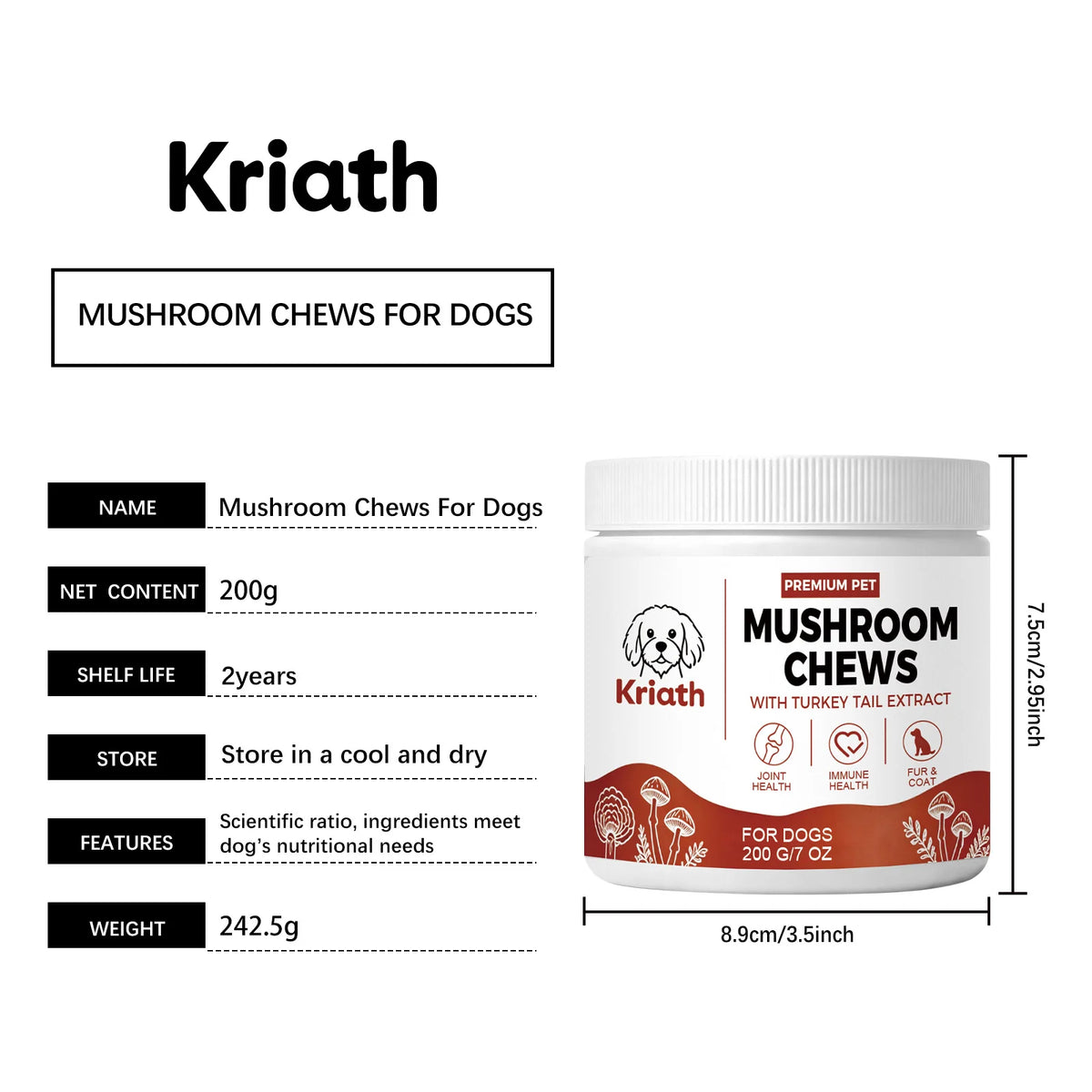 Dogs Mushroom Chews Nourishing Skin Improve Fur Luster Enhance Defense Ability Maintain Joint Flexibility Dog Dietary Supplement
