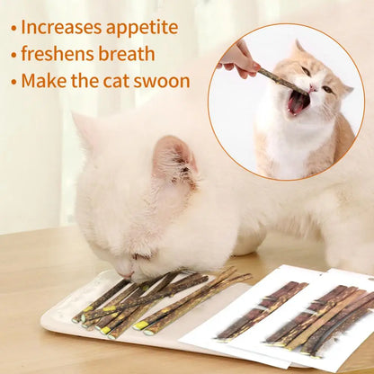 100pcs/lot Natural Matatabi Pet Cat Snacks Sticks Cleaning Tooth Catnip Cat Toys Actinidia Silvervine Pet Toy For Cats