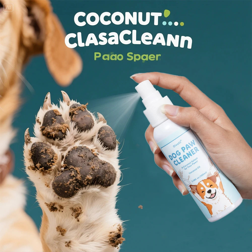 Dog Paw Cleaning Spray Coconut Plant Formula Alcohol-Free Fast Drying Hydrating Moisturizing Pet Foot Care  for Dogs & Cats