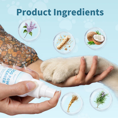 Dog Paw Cleaning Spray Coconut Plant Formula Alcohol-Free Fast Drying Hydrating Moisturizing Pet Foot Care  for Dogs & Cats