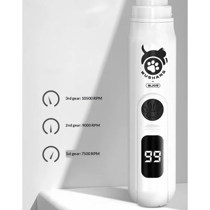 Rechargeable Pet Nail Grinder – 3-Speed Trimmer for Dogs & Cats