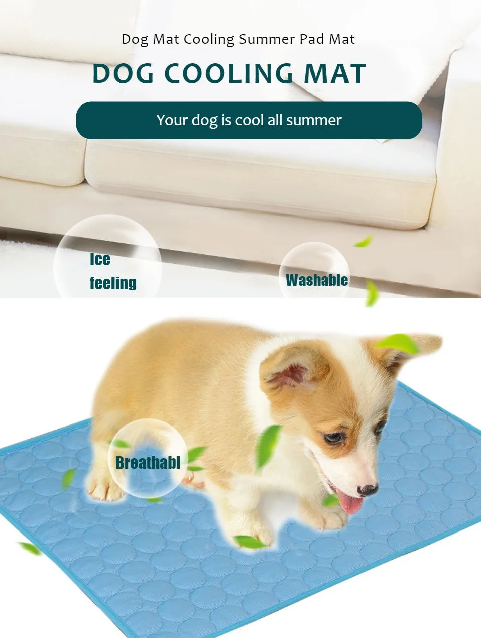Dog Cooling Mat – Summer Pet Ice Pad for Dogs & Cats
