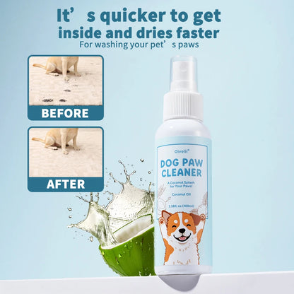 Dog Paw Cleaning Spray Coconut Plant Formula Alcohol-Free Fast Drying Hydrating Moisturizing Pet Foot Care  for Dogs & Cats