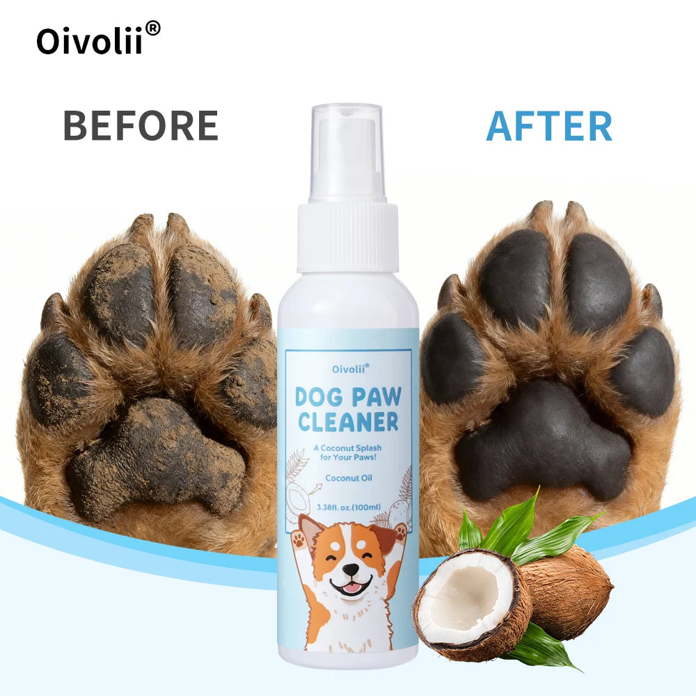 Dog Paw Cleaning Spray Coconut Plant Formula Alcohol-Free Fast Drying Hydrating Moisturizing Pet Foot Care  for Dogs & Cats