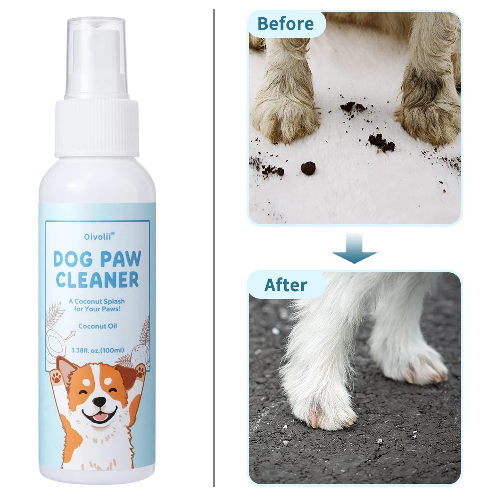 Dog Paw Cleaning Spray Coconut Plant Formula Alcohol-Free Fast Drying Hydrating Moisturizing Pet Foot Care  for Dogs & Cats