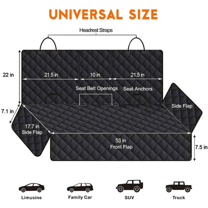 Universal Size Cat Dog Car Seat Cover Waterproof Back Seat Protector Non-Slip with 2 Dog Seat Belts Adjustable Pet Seat Cover