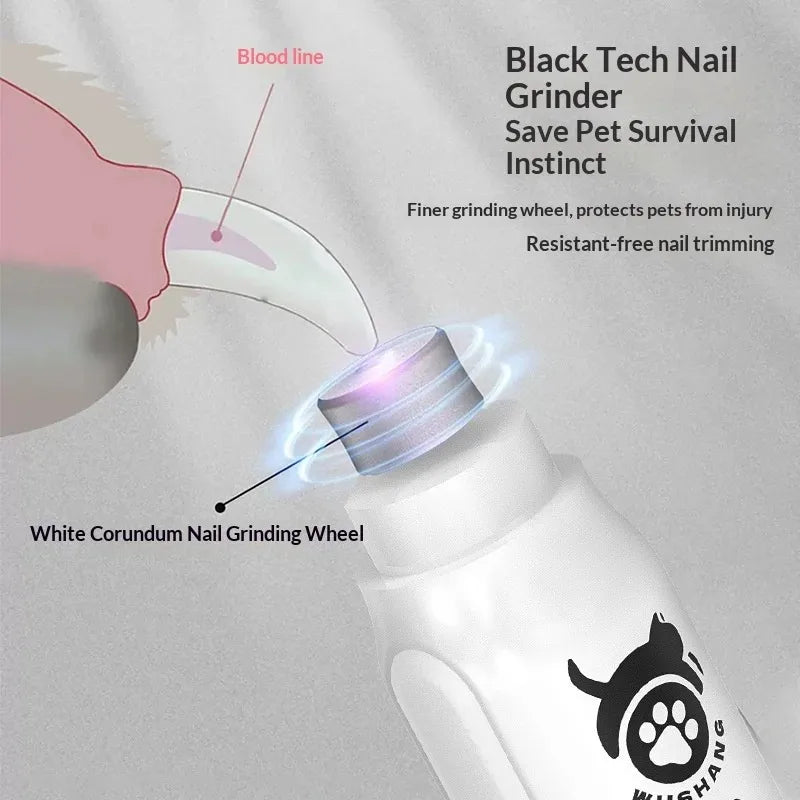 Rechargeable Pet Nail Grinder – 3-Speed Trimmer for Dogs & Cats