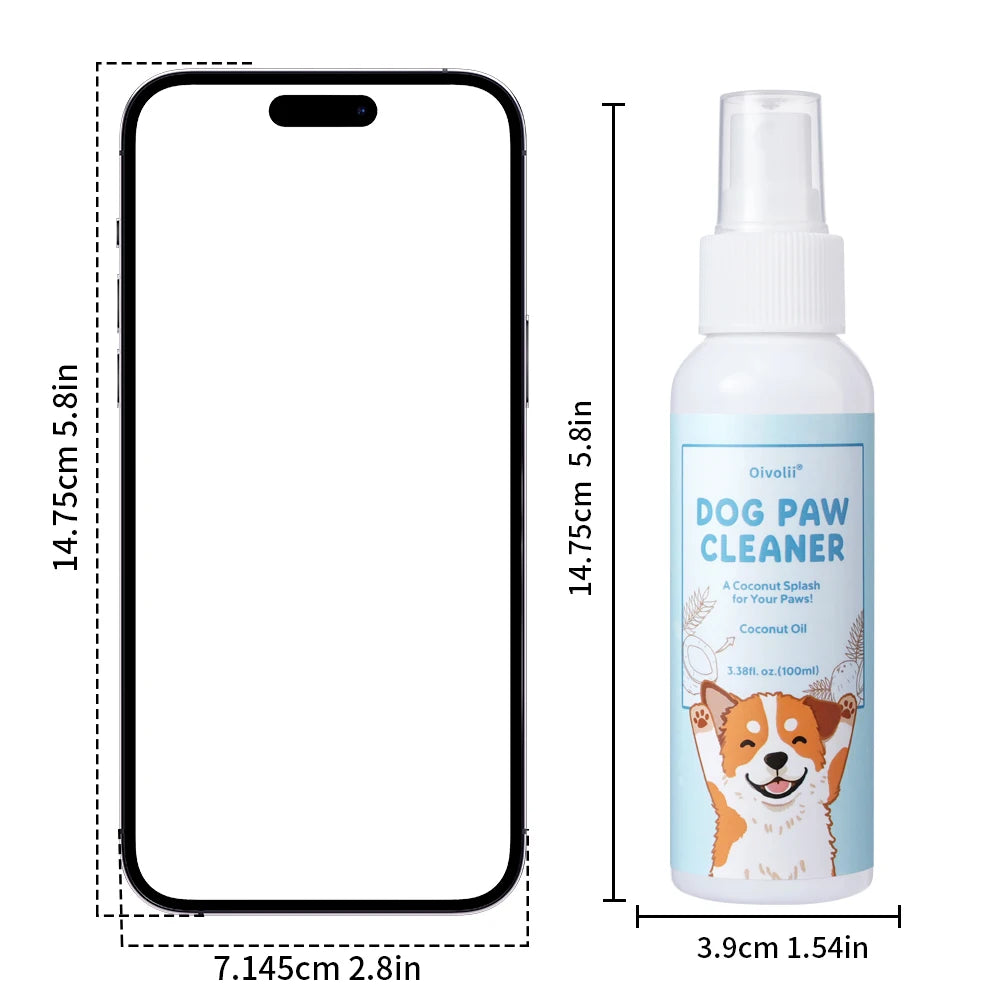 Dog Paw Cleaning Spray Coconut Plant Formula Alcohol-Free Fast Drying Hydrating Moisturizing Pet Foot Care  for Dogs & Cats