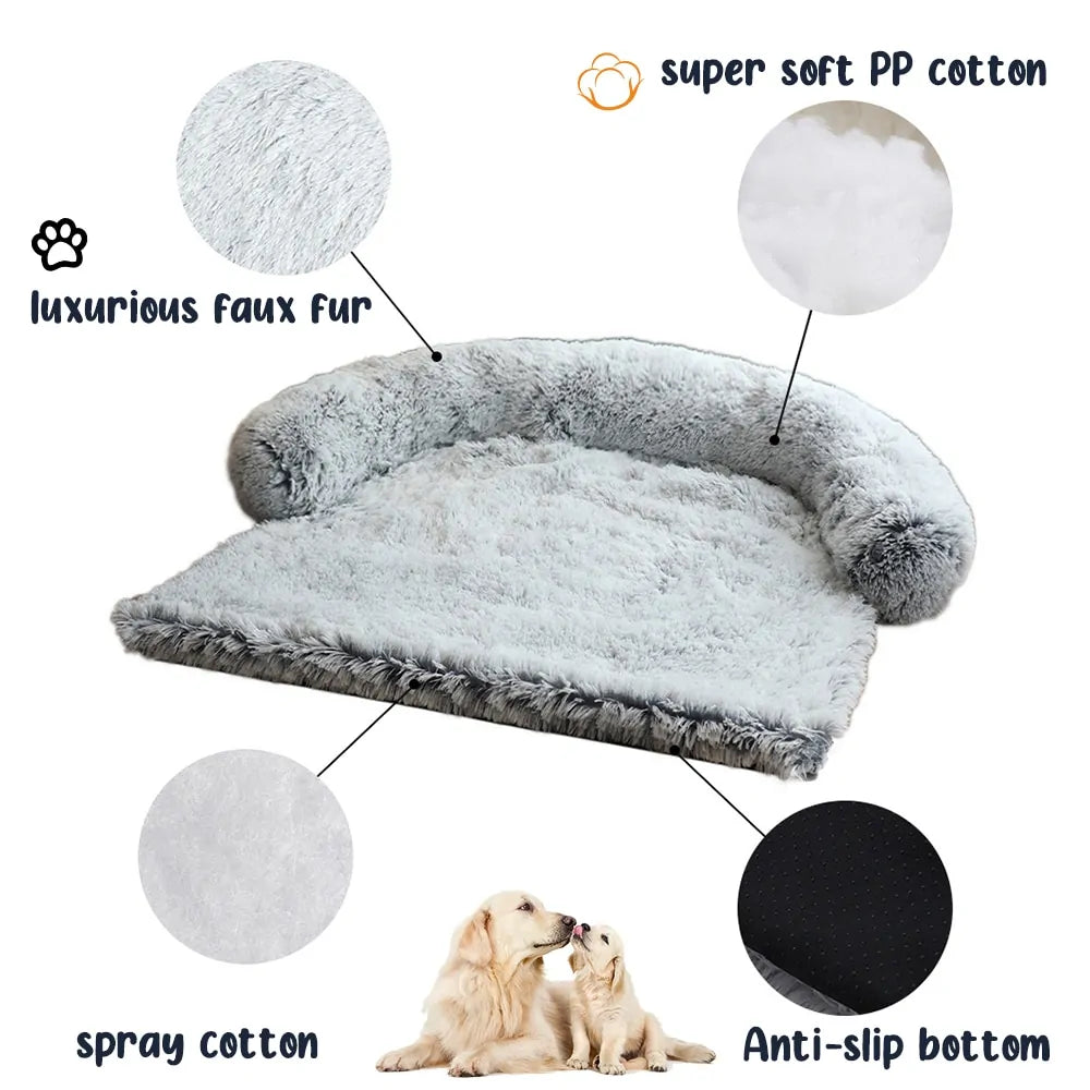 Calming Dog Sofa Protector – Washable Anti-Anxiety Plush Couch Bed for Dogs & Cats