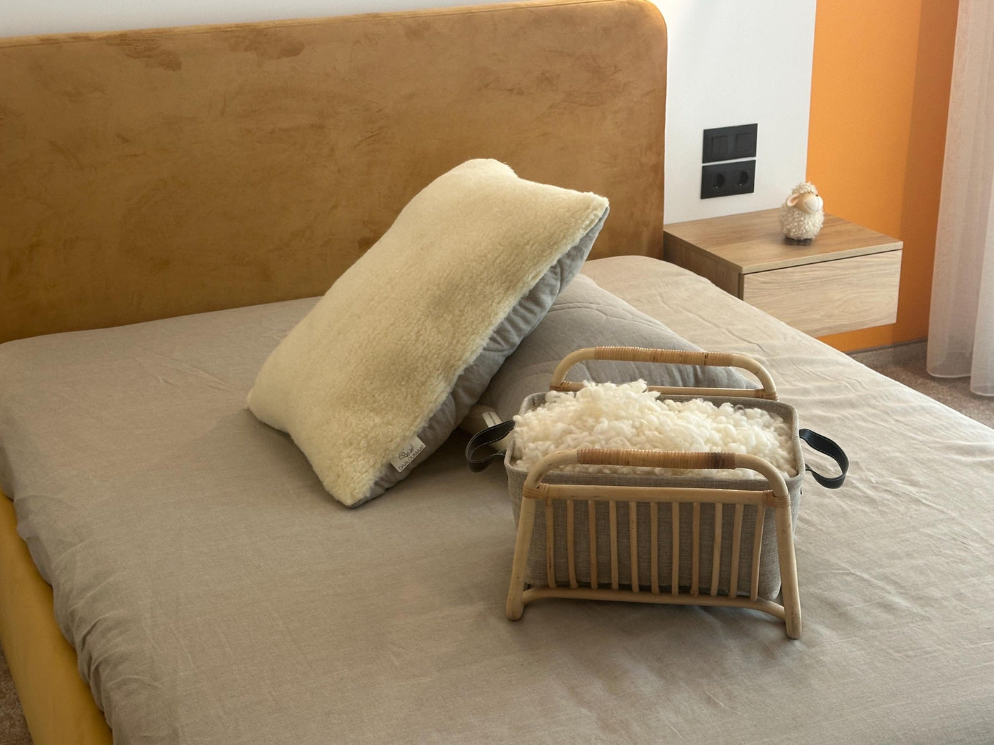 Handcrafted Natural Linen and Wool Pillow-0