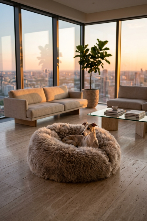 Calming Dog Oval Natural Sheepskin – Greige