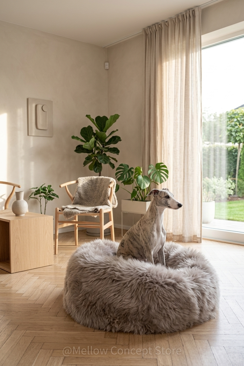 Calming Dog Oval Natural Sheepskin – Greige