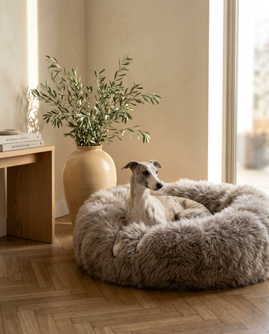 Calming Dog Oval Natural Sheepskin – Greige