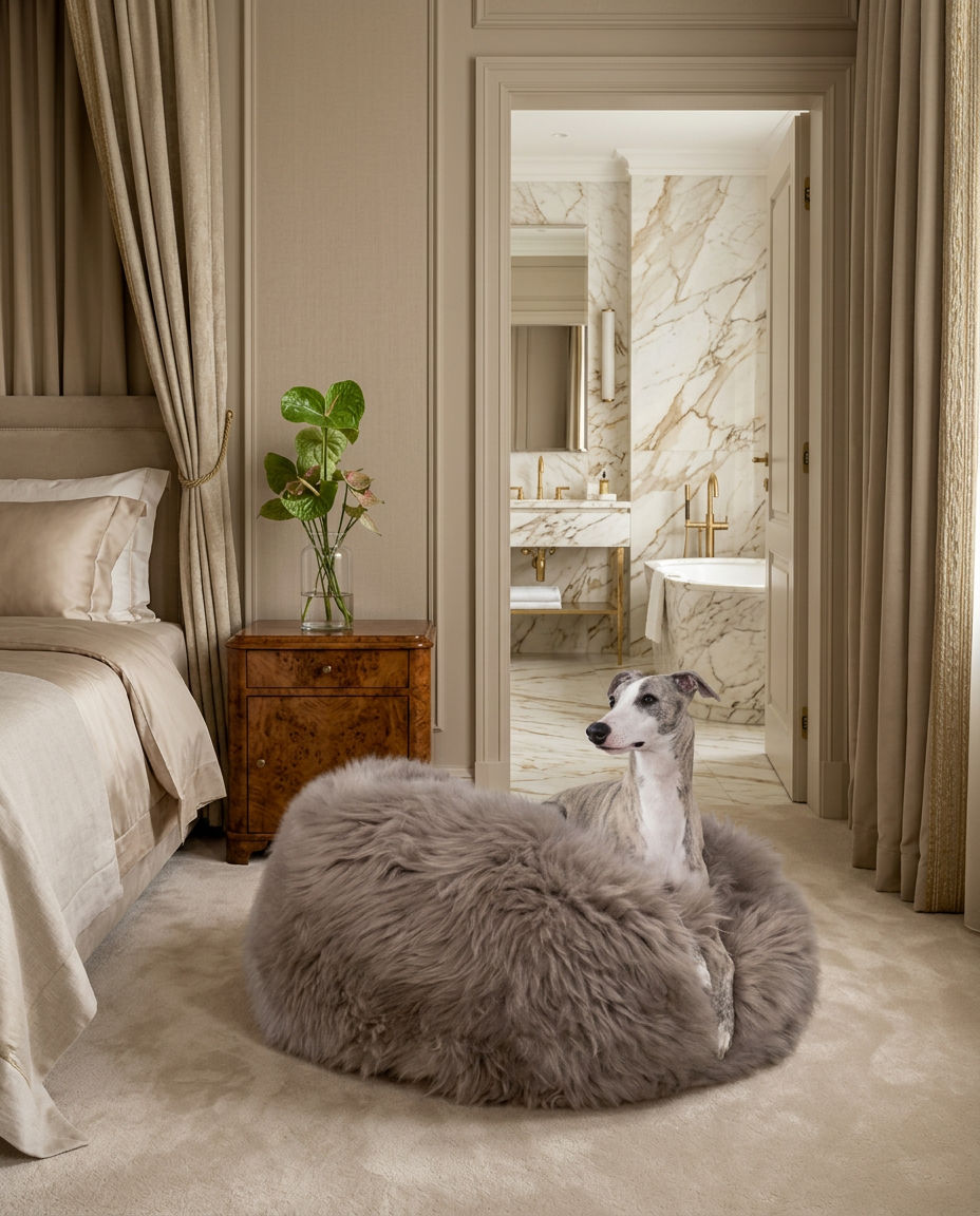 Calming Dog Oval Natural Sheepskin – Greige