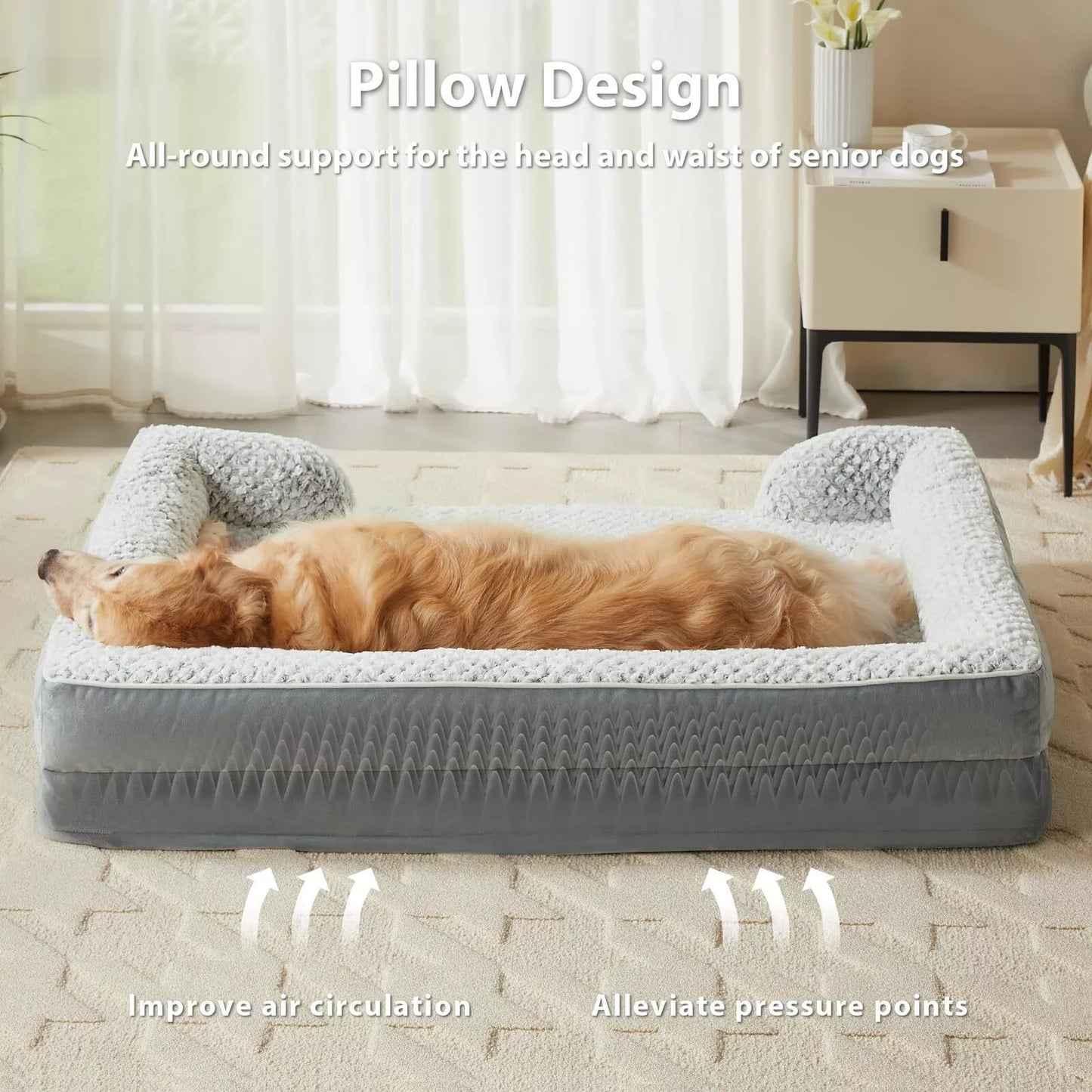 Orthopedic Medium Dog Sofa Bed – Egg Crate Foam with Washable Waterproof Cover
